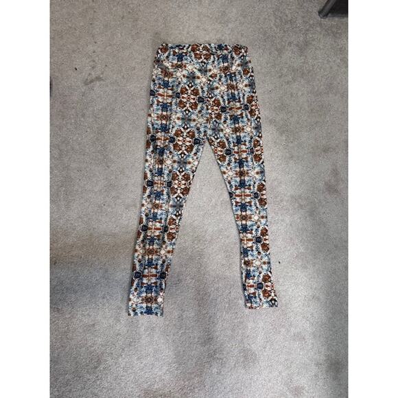 LuLaRoe Tall & Curvy Leggings TC – Blue Beige Brown - Picture 2 of 2
